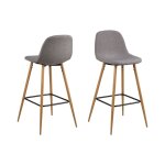 Lot de 2 tabourets de bar en tissu piétement en bois gris clair Lot de 2 tabourets de bar en tissu piétement en bois gris clair