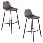 Lot de 2 tabourets de bar en velours gris Lot de 2 tabourets de bar en velours gris