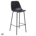 Lot de 2 tabourets de bar vintage 75cm en simili cuir gris Lot de 2 tabourets de bar vintage 75cm en simili cuir gris