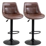 Lot de 2 tabourets de bar vintage rglable pivotant marron vieilli