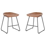 Lot de 2 tabourets bas en bois d'acacia