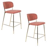 Lot de 2 tabourets de comptoir en tissu rose