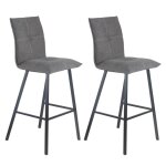 Lot de 2 tabourets gris anthracite assise h65cm
