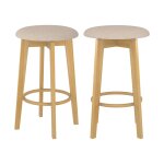 Lot de 2 tabourets pour îlot central 66 cm en tissu beige Lot de 2 tabourets pour îlot central 66 cm en tissu beige