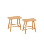 Lot de 2 tabourets en pin et rotin Lot de 2 tabourets en pin et rotin