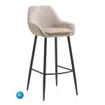 Lot de 2 tabourets rembourr�s de couleur beige et pieds m�tal noir