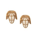 Lot de 2 tabouret rond en rotin