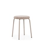 Lot de 2 tabourets ronds en tissu et mtal 37cm - taupe