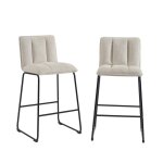 Lot de 2 tabourets tissu crme h75cm