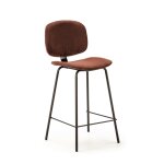 Lot de 2 tabourets en velours ctel avec pieds en mtal noir h65 cm