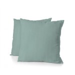Lot de 2 taies carrées 65x65cm 100% lin lavé uni - bleu Lot de 2 taies carrées 65x65cm 100% lin lavé uni - bleu