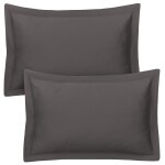 Lot de 2 taies d'oreiller 50x70 cm satin de coton anthracite