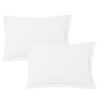 Lot de 2 taies d'oreiller 50x70 cm satin de coton blanc