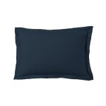 Lot de 2 taies d'oreiller 50x70 cm satin de coton bleu Lot de 2 taies d'oreiller 50x70 cm satin de coton bleu