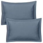 Lot de 2 taies d'oreiller 50x70 cm satin de coton bleu
