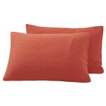Lot de 2 taies d'oreiller en gaze de coton terracota 50x70 cm