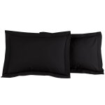 Lot de 2 taies d'oreiller en percale de coton noir 50x70 cm Lot de 2 taies d'oreiller en percale de coton noir 50x70 cm