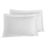 Lot de 2 taies d'oreiller rayes en satin de blanc 50x70 cm