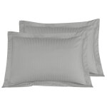Lot de 2 taies d'oreiller rayes en satin de gris acier 50x70 cm