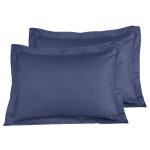 Lot de 2 taies d'oreiller rayes en satin de marine 50x70 cm