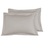 Lot de 2 taies d'oreiller rayes en satin de taupe 50x70 cm