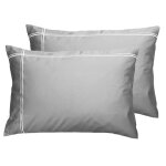 Lot de 2 taies d'oreiller satin de coton 120 gris acier 50x70 cm Lot de 2 taies d'oreiller satin de coton 120 gris acier 50x70 cm