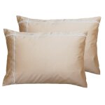 Lot de 2 taies d'oreiller satin de coton 120 moka 50x70 cm Lot de 2 taies d'oreiller satin de coton 120 moka 50x70 cm