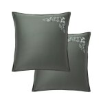 Lot de 2 taies satin de coton vert 65x65 cm