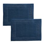 Lot de 2 tapis de bain en coton bleu marine 50x70cm Lot de 2 tapis de bain en coton bleu marine 50x70cm