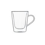 Lot de 2 tasses  caf en verre double paroi, transparent, 22 cl