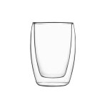 Lot de 2 tasses  caf en verre double paroi, transparent, 27 cl