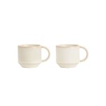 Lot de 2 tasses  espresso blanc en terre cuite h5, 5x8, 2x6cm