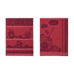 Lot de 2 torchons jacquard pur coton rouge 50 x 75 Lot de 2 torchons jacquard pur coton rouge 50 x 75