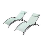 Lot de 2 transats en aluminium et toile pvc vert pastel