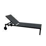 Lot de 2 transats inclinables avec roulettes en aluminium noir Lot de 2 transats inclinables avec roulettes en aluminium noir