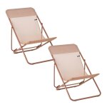 Lot de 2 transats jardin pliants multi - positions en acier orange