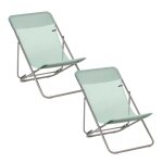 Lot de 2 transats jardin pliants multi - positions en acier vert