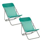 Lot de 2 transats jardin pliants multi - positions en acier vert
