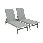 Lot de 2 transats kaki textilne et mtal