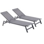 Lot de 2 transats avec roulettes gris fonc
