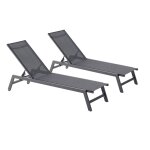 Lot de 2 transats avec roulettes gris fonc et noir