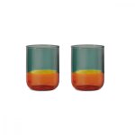 Lot de 2 verres bicolore en verre orange
