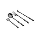 Lot de 24 mnagres en inox noir d