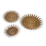 Lot de 3 assiettes dcoratives en osier et laine avec accroche