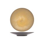 Lot de 3 assiettes plate en cramique, jaune, d 28 cm