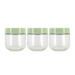 Lot de 3 botes hermtiques 30cl en verre et plastique vert
