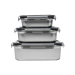 Lots de 3 boites rectangulaires inox argent