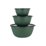 Lot de 3 bols de conservation en plastique vert Lot de 3 bols de conservation en plastique vert