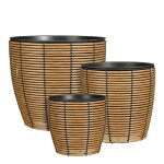 Lot de 3 cache - pots d'extérieur en plastique recyclé marron h36 Lot de 3 cache - pots d'extérieur en plastique recyclé marron h36