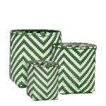 Lot de 3 cache - pots l'extrieur vert fonc et blanc h26